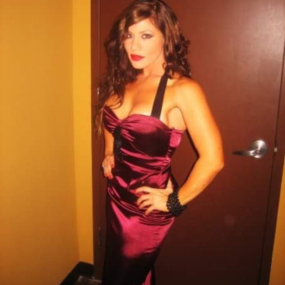 Satin purple pin dress (worn once for a show.)
